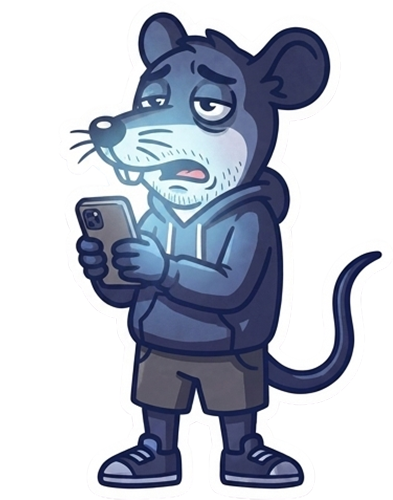 ScrollRat degradation state 2 — slightly glazed after more scrolling