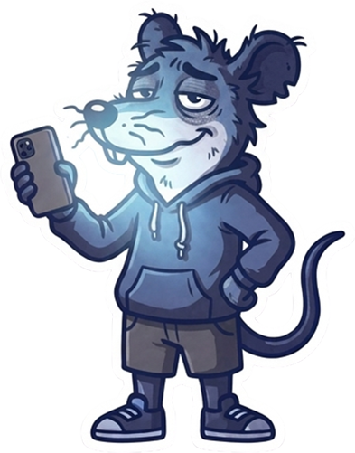 ScrollRat degradation state 3 — slouching from doomscrolling